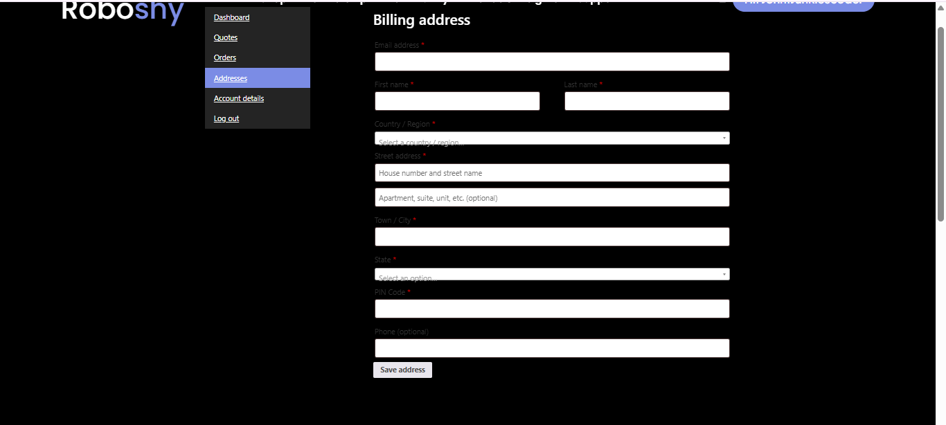 Roboshy customer detail page